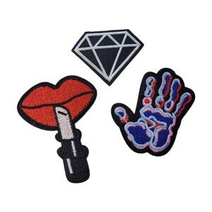 3PC Sexy Lips Diamond Hand Patch Set-Iron On Or Sew On!!